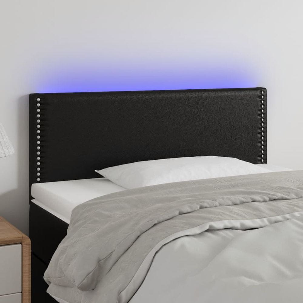 Vidaxl Čelo postele s LED čierne 100x5x78/88 cm umelá koža